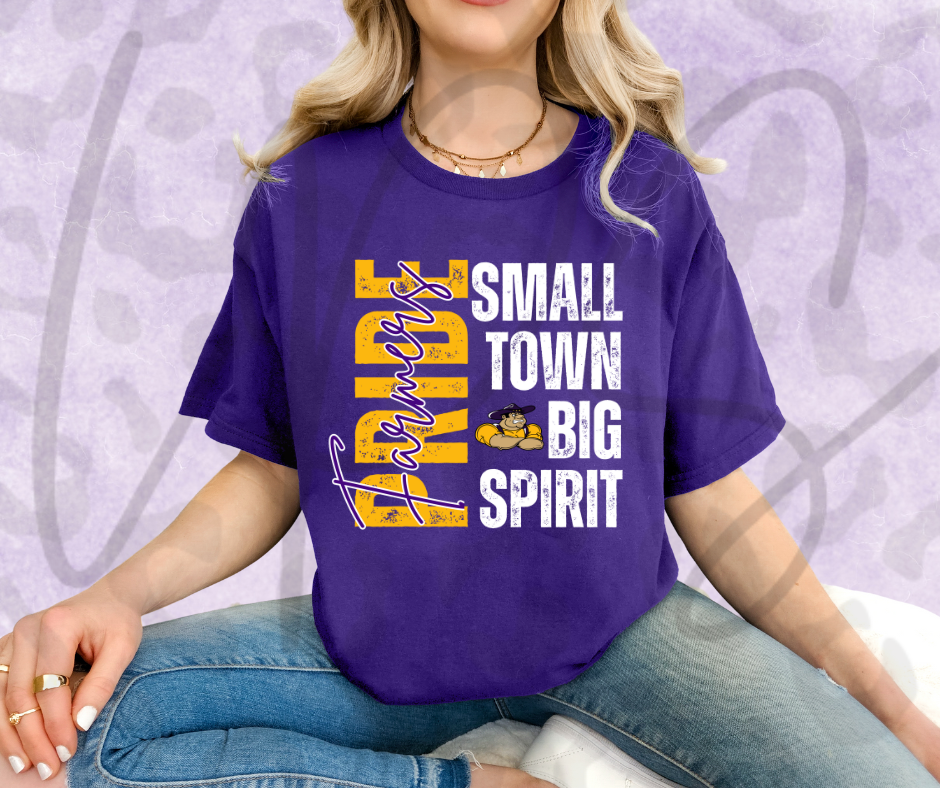 Farmer Pride Small Town Big Spirit - White Words Shirt
