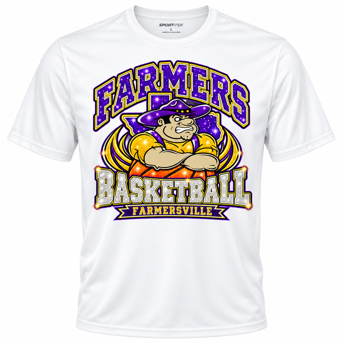 Farmersville Farmer Joe Faux Sequin Basketball Sport-Tek Shirt