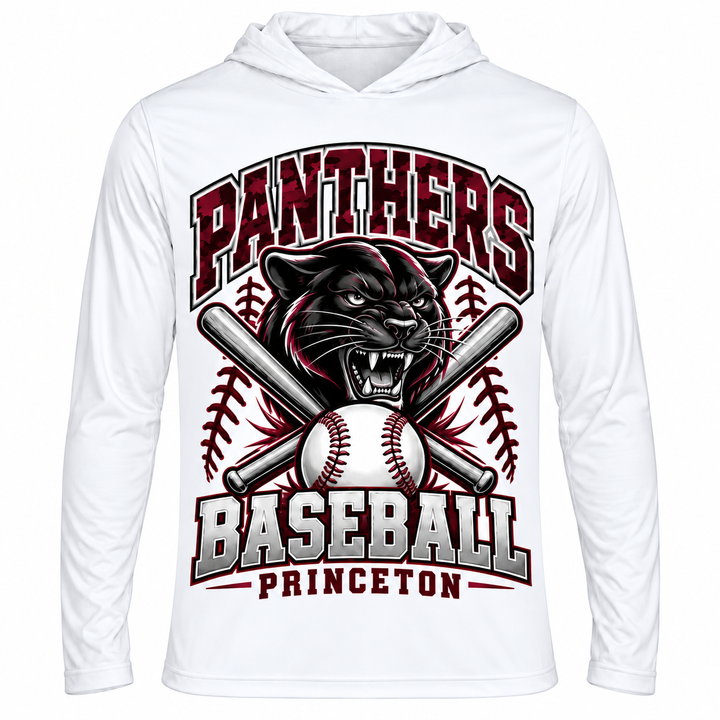 Princeton Panthers baseball Team 365 adult white performance hooded shirt front