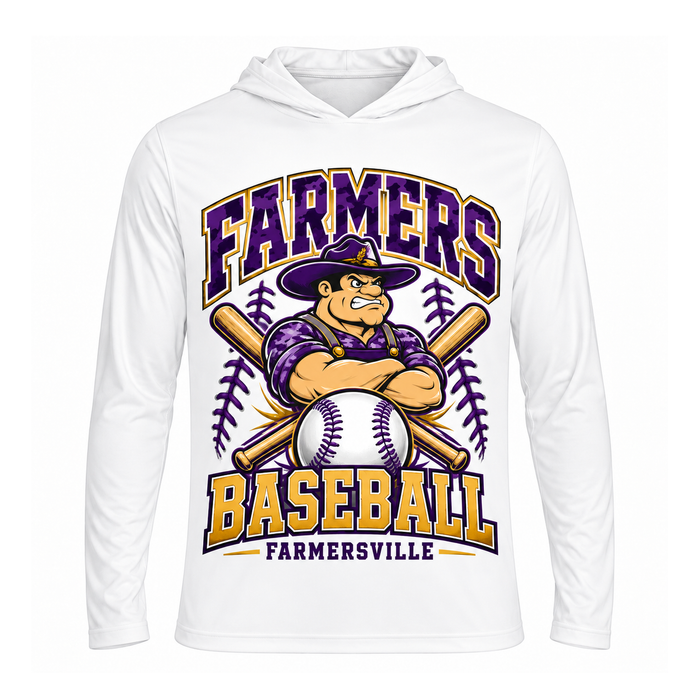 Farmersville Farmers Baseball Performance Hooded Shirt – Adult & Youth