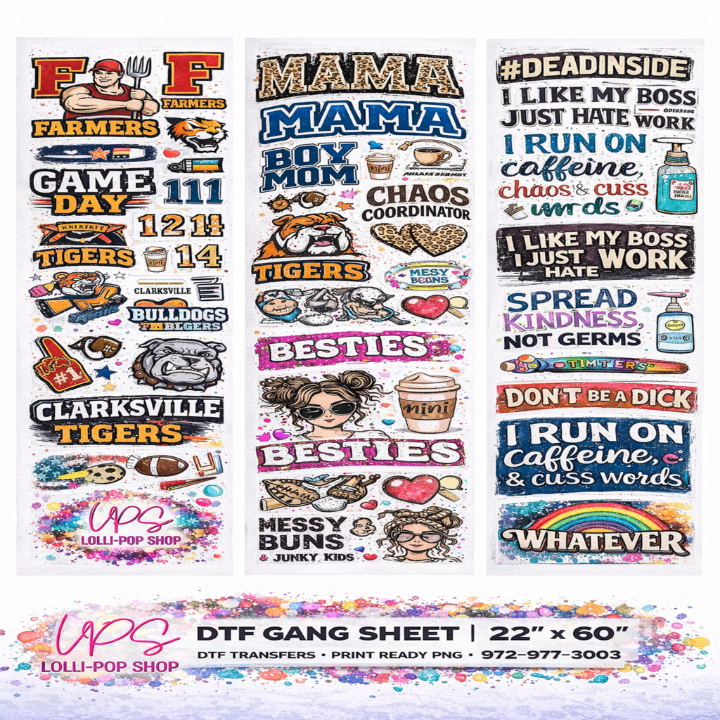 22"x60" Premade Gang Sheets