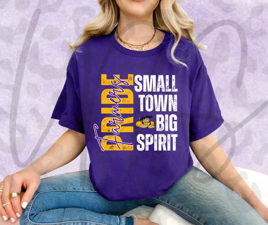 Farmer Pride Small Town Big Spirit - White Words Shirt