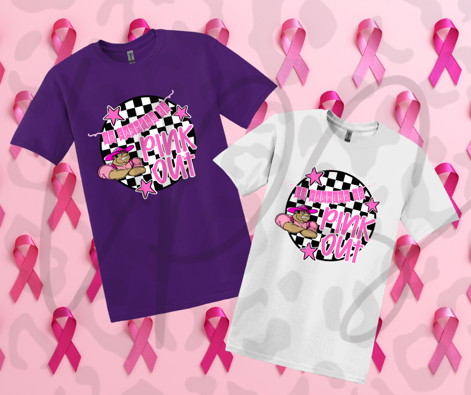 Pink Out Checkered Fight Cancer Shirt – Bold Awareness Game‑Day Tee