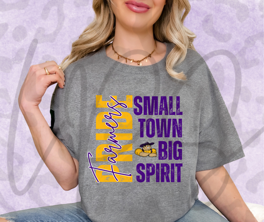 Farmer Pride Small Town Big Spirit - Purple Words Shirt
