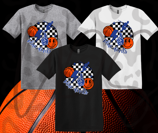 Celeste Blue Devils Smiley Face Shirt