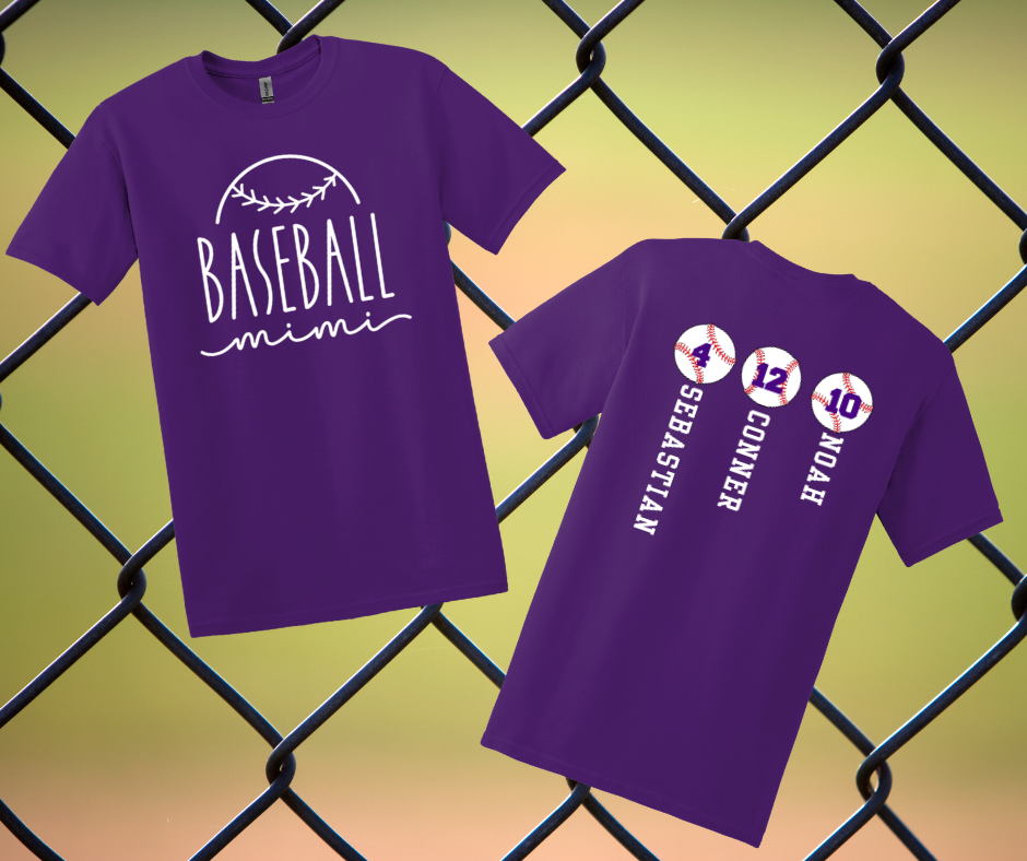 Baseball Mimi Times Three Tee – One Proud Grandma Three Players Zero Chill