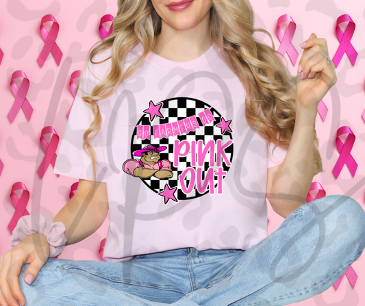 Pink Out Checkered with Farmer Joe Comfort Color Shirt