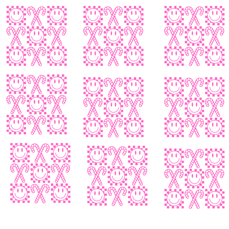 Pink Christmas Pattern PNG – Candy Cane Smiley Seamless Holiday Background, Cute Christmas Digital Paper, Sublimation & Crafting Download