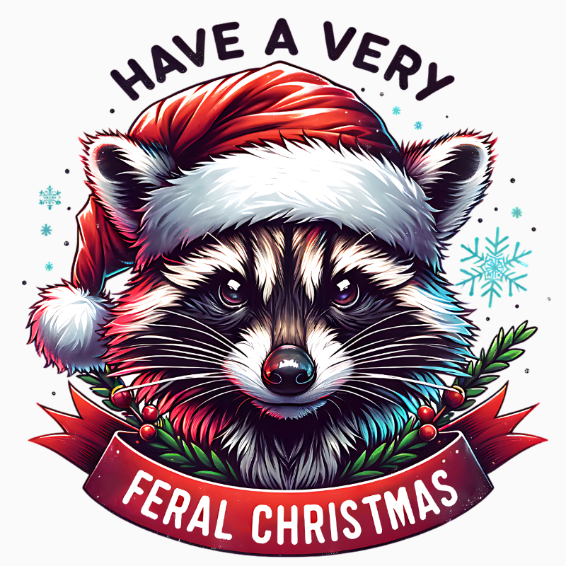 Have a Very Feral Christmas – Raccoon Holiday PNG