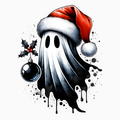 Melting Ghost Christmas PNG – Edgy Holiday Ghost Clipart | Gothic Festive Sublimation Design