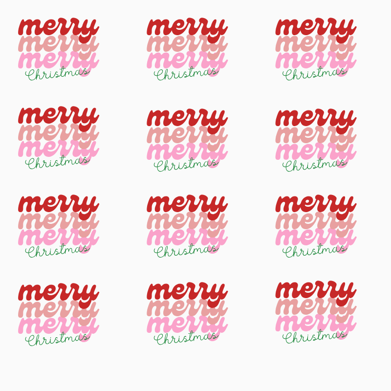 Merry Merry Merry Christmas PNG – Stacked Retro Christmas Text, Red & Pink Holiday Sublimation Design, Festive Clipart Digital Download