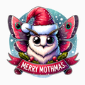 Merry Mothmas PNG – Santa Hat Moth Clipart | Whimsical Winter Insect Christmas Sublimation Design