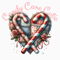 Candy Cane Cutie PNG – Patchwork Heart Christmas Clipart | Cozy Vintage Holiday Sublimation Design