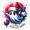 Spooky Little Christmas PNG – Santa Hat Ghost Clipart | Whimsical Holiday Haunt Sublimation Design