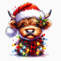 Highland Cow Christmas PNG – Festive Farmhouse Design
