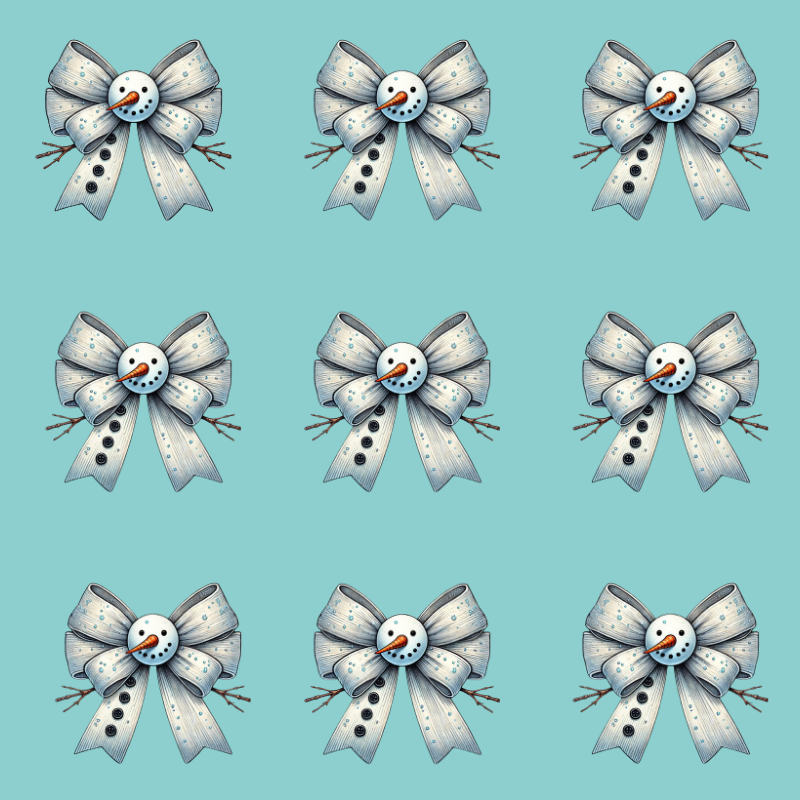 Snowman Bow PNG – Winter Snowman Face Clipart, Cute Holiday Bow Design, Christmas Sublimation Graphic, Digital Download