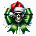 Santa Skull with Bow – Gothic Holiday PNG