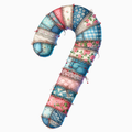 Patchwork Candy Cane PNG – Quilted Fabric Holiday Clipart | Cozy Vintage Christmas Sewing‑Style Sublimation Design