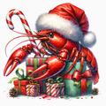 Christmas Lobster PNG – Festive Santa Hat Lobster Clipart | Coastal Holiday Sublimation Design