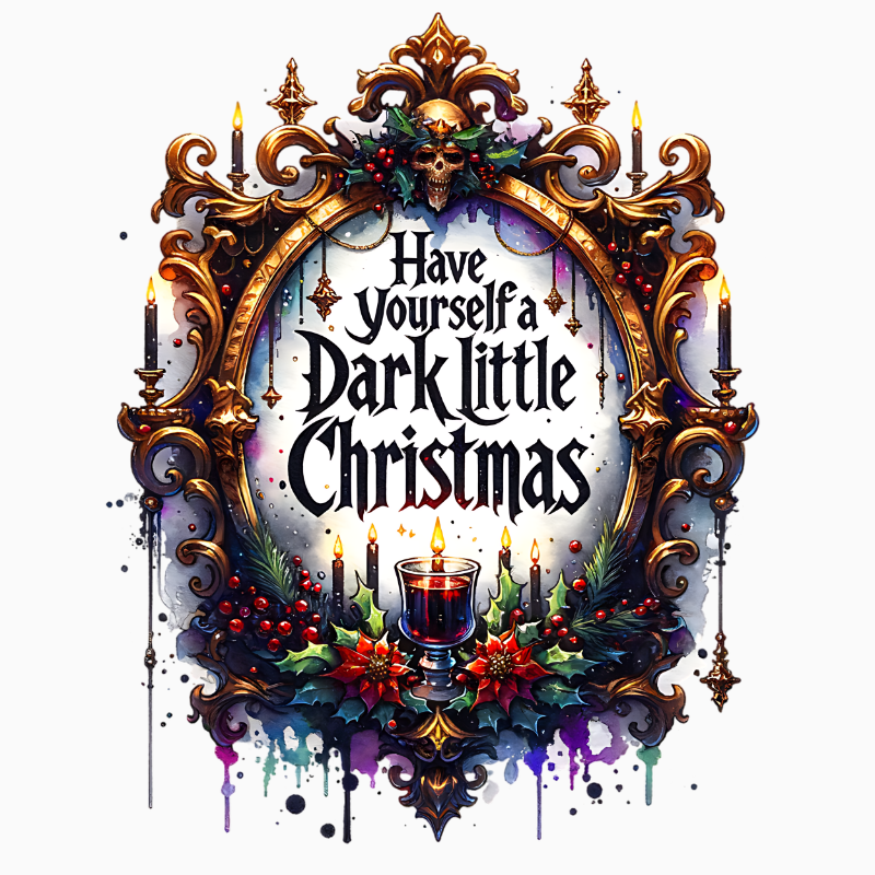 Dark Christmas Gothic PNG | Mysterious Holiday Frame Artwork for Sublimation, Crafts, and Festive Décor