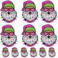 Pink Santa PNG – Cute Christmas Santa Face with Heart Glasses, Glitter Holiday Clipart, Festive Sublimation Design, Digital Download