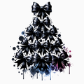 Black Bow Christmas Tree PNG – Gothic Glam Holiday Clipart | Modern Grunge Sublimation Design