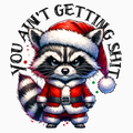 Funny Raccoon Santa PNG | Humor Christmas Animal Artwork for Sublimation, Crafts, and Festive Shirts