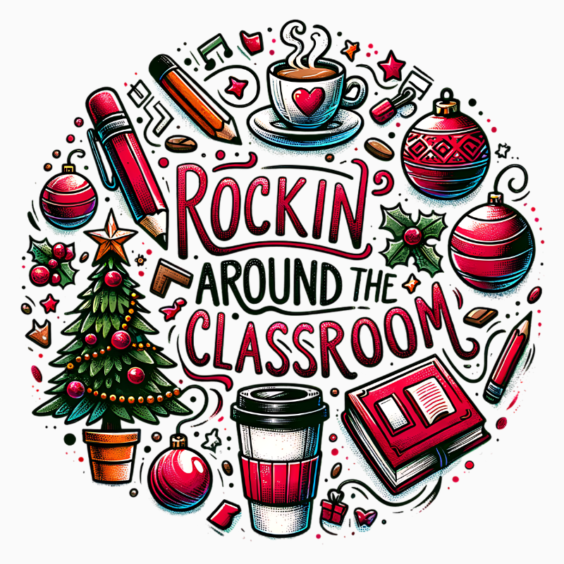 Rockin’ Around the Classroom PNG – Teacher Christmas Clipart | Festive School Holiday Artwork