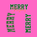 Merry Christmas Green Glitter PNG – Retro Holiday Typography, Curved & Vertical Merry Text Design, Festive Sublimation Graphic, Digital Download