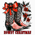 Howdy Christmas PNG – Western Cowboy Boot Clipart | Floral Holiday Country Sublimation Design