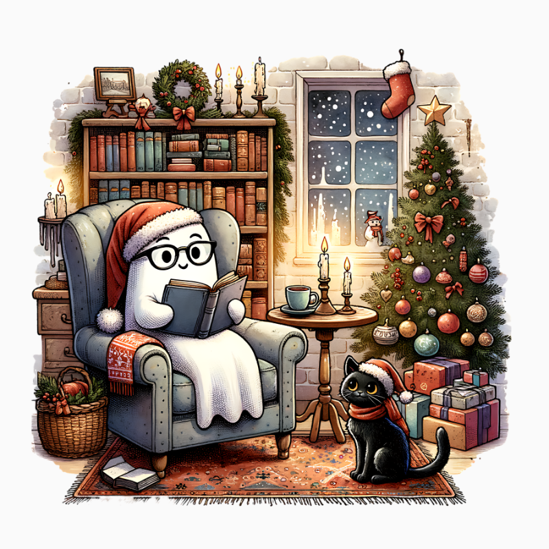 Making Spirits Bright – Cozy Ghost Christmas PNG