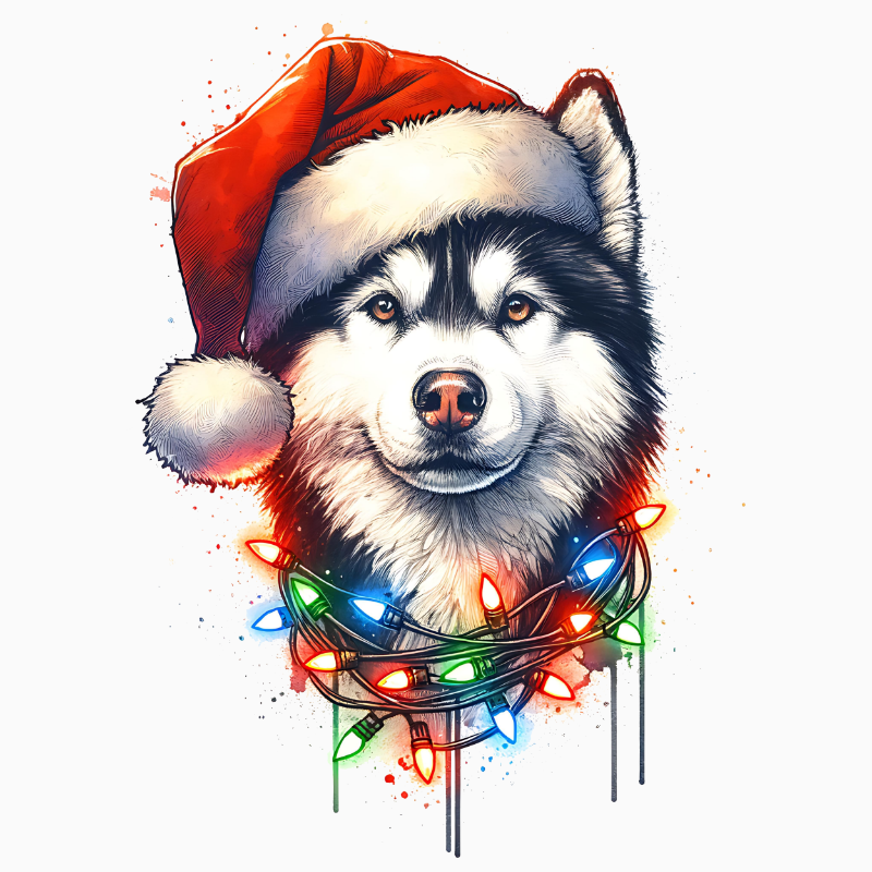 Siberian Husky Christmas PNG – Festive Dog Design