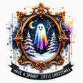 Spooky Little Christmas PNG – Ornate Frame Ghost Clipart | Vintage Winter Haunt Sublimation Design