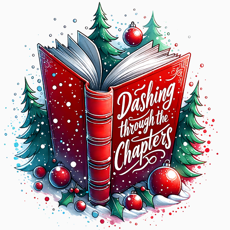 Dashing Through the Chapters PNG – Festive Book Lover Clipart | Cozy Christmas Reading Sublimation Design
