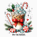 On The Rocks PNG – Festive Iced Holiday Drink Clipart | Christmas Peppermint & Candy Cane Artwork