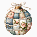 Patchwork Quilt Ornament PNG – Vintage Holiday Design