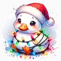 Christmas Lights Duck PNG – Cute Holiday Duck Clipart | Festive Animal Sublimation Design
