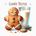 Cookie Tester PNG – Gingerbread & Milk Christmas Clipart | Cute Holiday Baking Sublimation Design