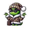 Boujee Grinch PNG – Glam Christmas Fashion Clipart, Leopard Print Holiday Design, Sassy Sublimation Graphic, Digital Download