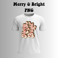 Merry & Bright PNG, Leopard Christmas Sublimation, Retro Holiday Text PNG, Festive Christmas Clipart, Printable Design, Digital Download