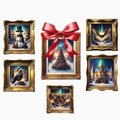 Christmas Gallery Wall PNG – Ornate Framed Winter Art Clipart | Elegant Holiday Home Décor Sublimation Design