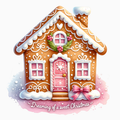 Dreaming of a Sweet Christmas PNG – Pink Gingerbread House Clipart | Cute Pastel Holiday Sublimation Design