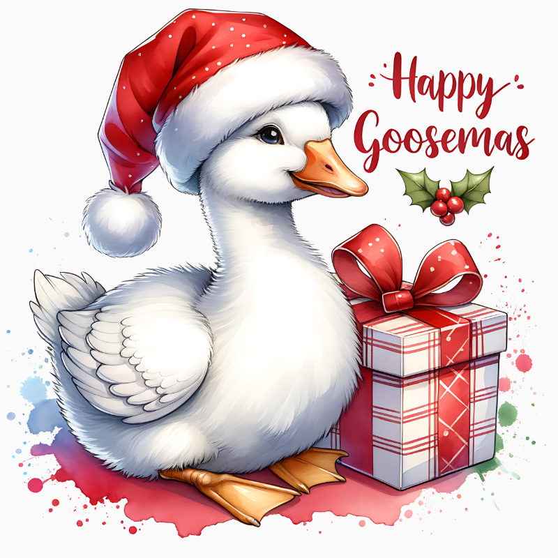 Happy Goosemas PNG – Festive Goose Clipart | Cute Christmas Animal Sublimation Design