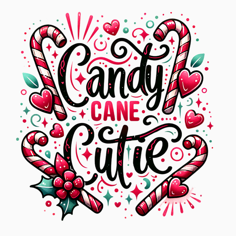 Candy Cane Cutie PNG – Cute Christmas Candy Cane Clipart | Festive Holiday Sublimation Design