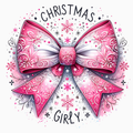 Christmas Girly PNG – Pink Decorative Bow Clipart | Cute Feminine Holiday Sublimation Design