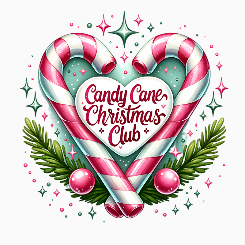 Candy Cane Christmas Club PNG – Heart Candy Cane Clipart | Cute Festive Holiday Sublimation Design
