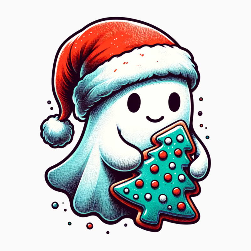 Christmas Ghost PNG – Cute Santa Hat Ghost Clipart | Spooky‑Cute Holiday Sublimation Design