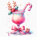 Pink Christmas Cocktail PNG – Festive Holiday Drink Clipart | Cute Glam Christmas Sublimation Design