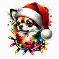 Christmas Lights Chihuahua PNG – Cute Holiday Dog Clipart | Festive Pet Sublimation Design
