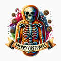 Merry Creepmas PNG – Skeleton Gingerbread Cookie Clipart | Spooky Christmas Candy Cane Sublimation Design